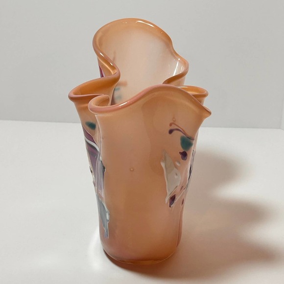 Spectacular Vintage 1994 Signed Nelson Modernist Abstract Studio Art Glass Vase - Picture 3 of 11